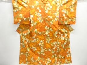 枝梅模様織り出し手織り紬着物